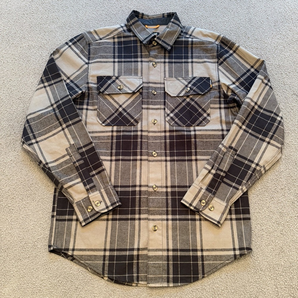 Timberland PRO Shirt Gray Plaid Flannel Button Up Long Sleeve Workwear Men's S